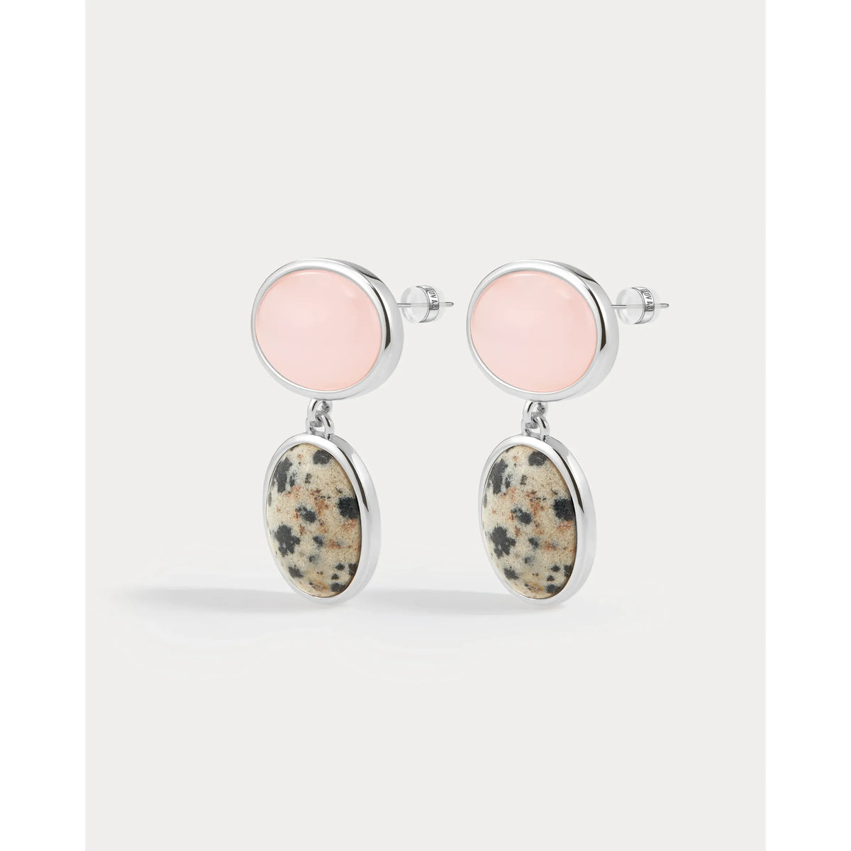 Rose Quartz Palma Studs- silver