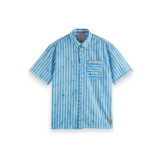 Relaxed Fit Batik Striped Short Sleeve Shirt