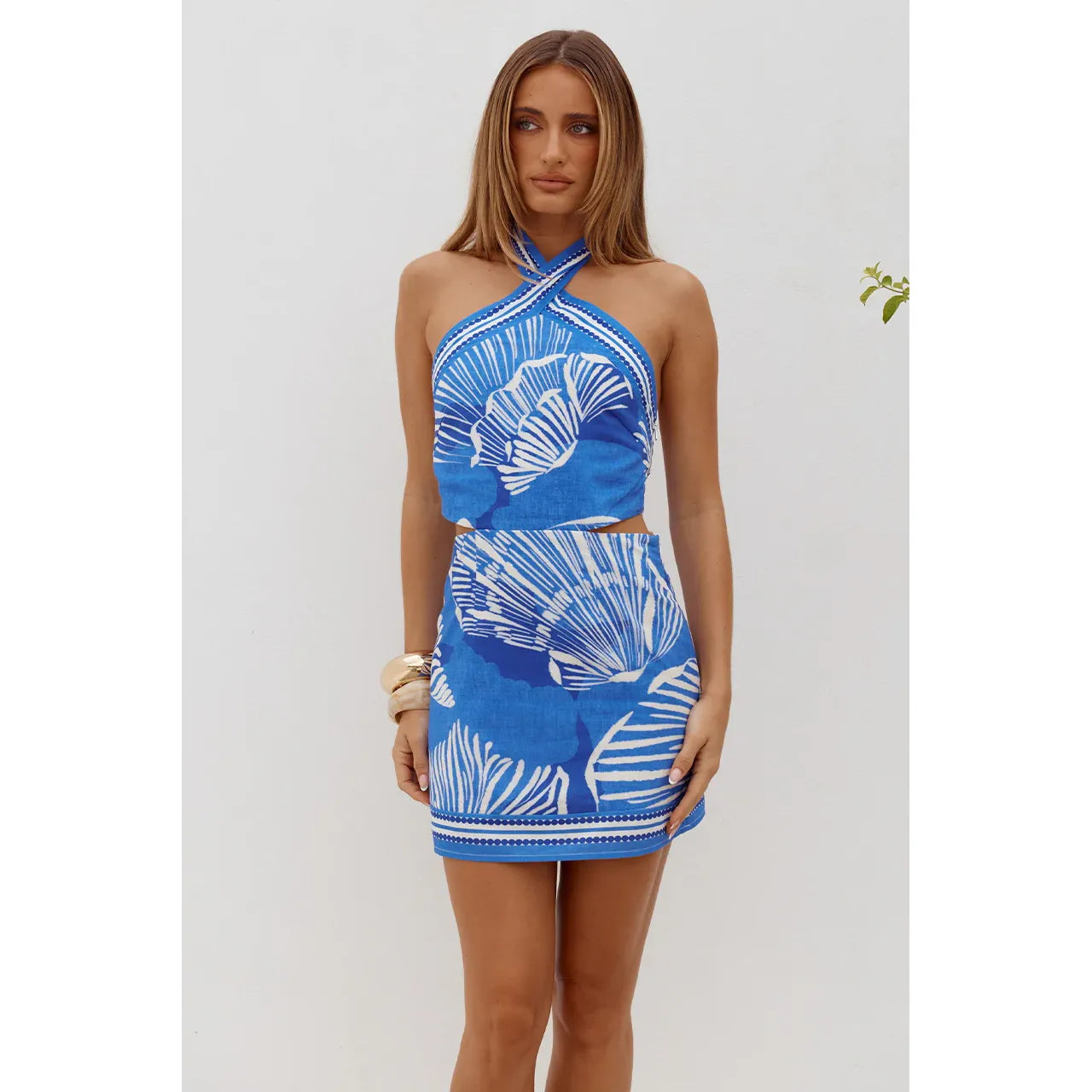 RILEIGH HALTER CUT OUT MINI DRESS