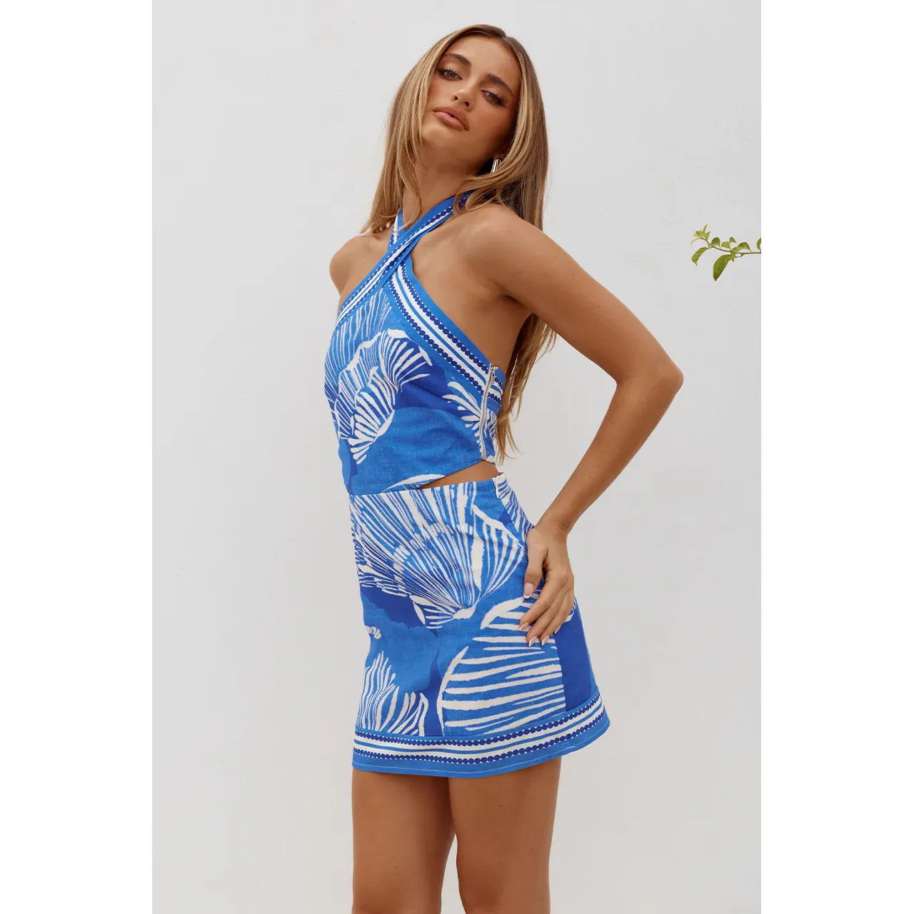 RILEIGH HALTER CUT OUT MINI DRESS