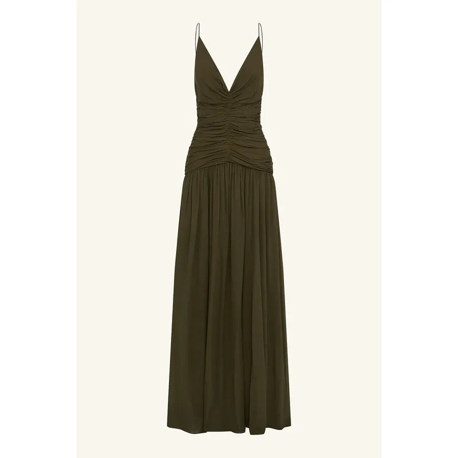 Juno Plunged Gathered Maxi dress