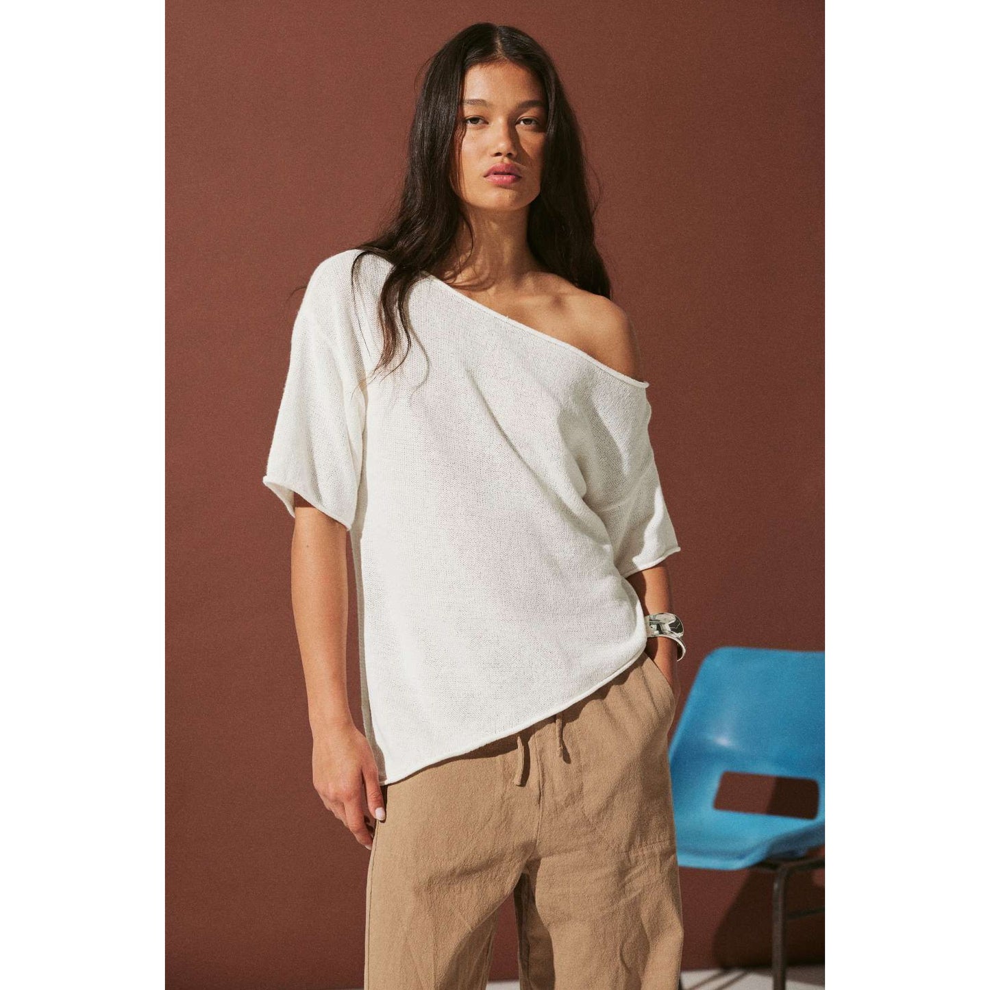 Alyia Asymetrical knit tee