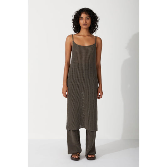 Charcoal Cotton Crochet Dress