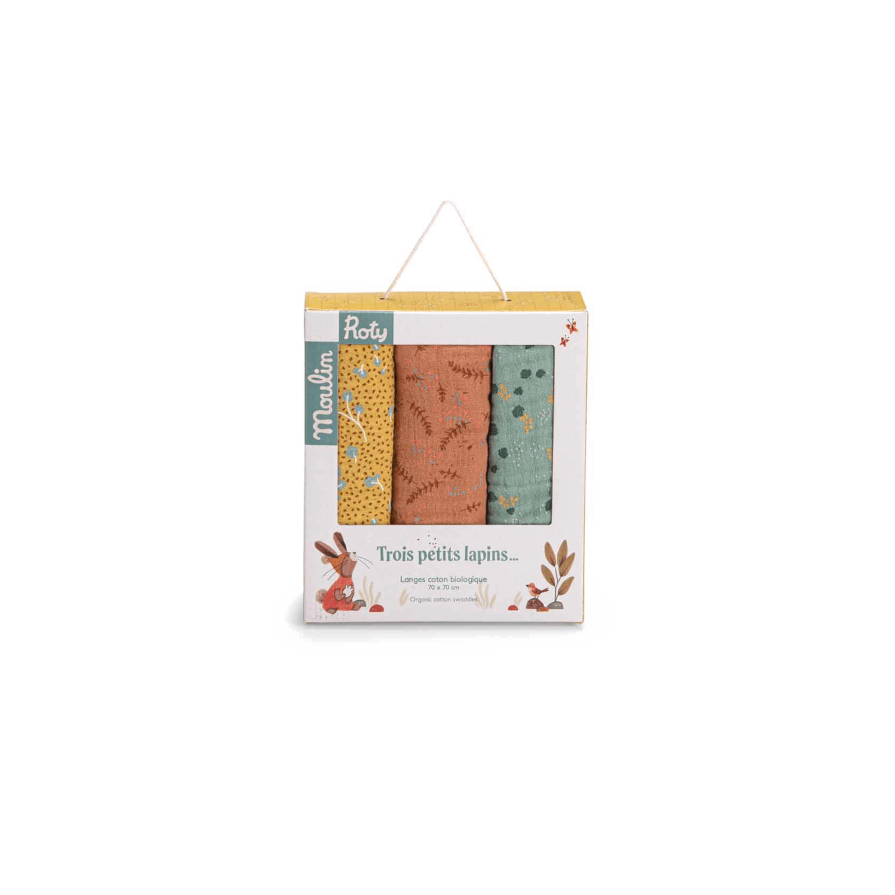 Trios Petits Lapins - Organic Cotton Swaddles