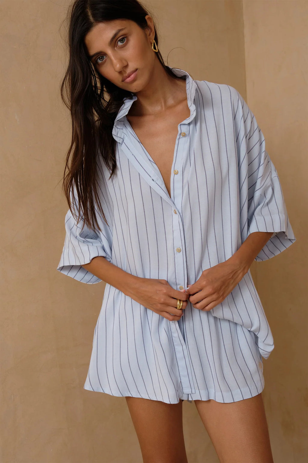 Georgie Shirt - Soleil Stripe Blue