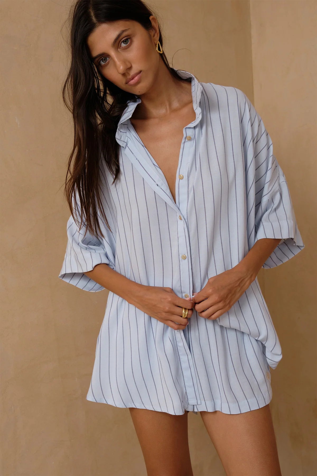 Georgie Shirt - Soleil Stripe Blue