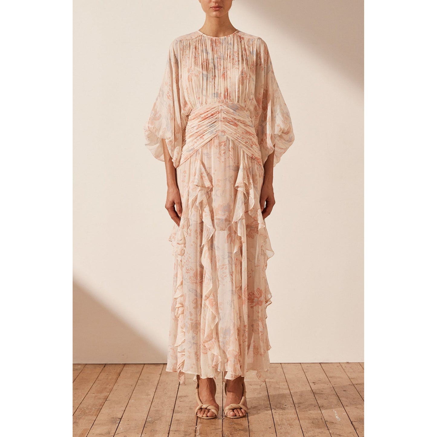 Faye Round Neck Balloon Sleeve Maxi Dress