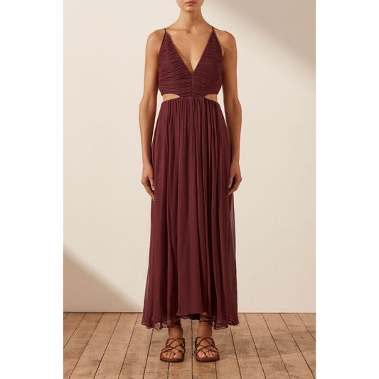 Marquis Ruched Cut out Midi dress