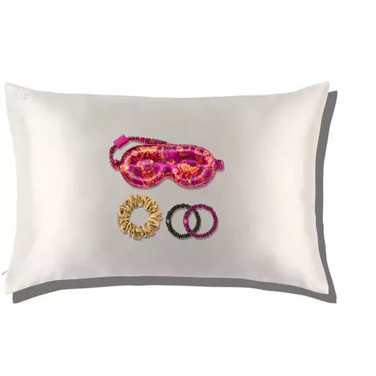 The Icons Edit Gift Set: Queen Pillowcase + Contour Sleep Mask + Large & Skinny Scrunchie